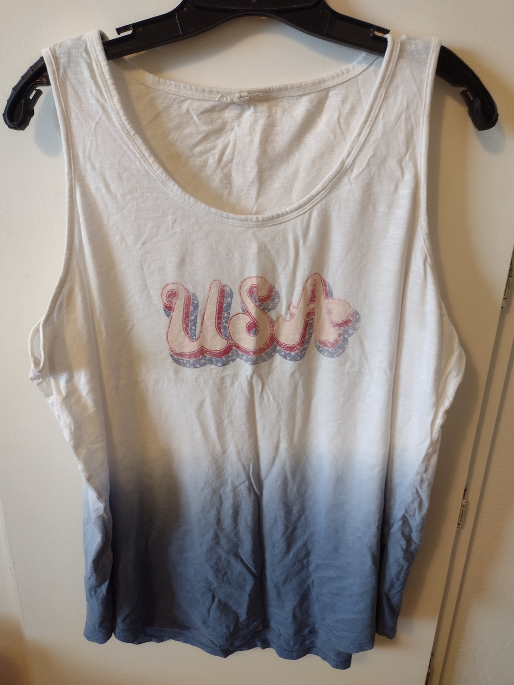 Maurices White to Blue Ombre "USA" Graphic Tank Top